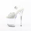 Pleaser - FLAMINGO808PREMRSN Sandaal met enkelband, Paaldans schoenen - Transparant/Zilverkleurig Product image